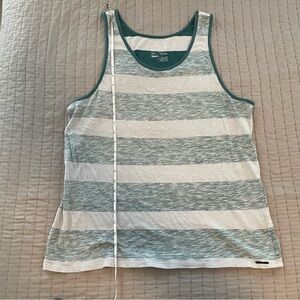 On The Byas Heather Green and White Striped Tank Top